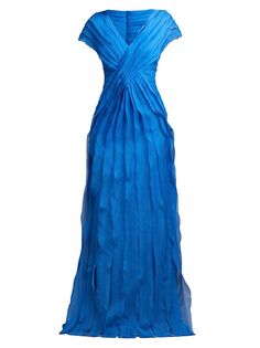 Платье из многослойного крепа Tadashi Shoji, синий