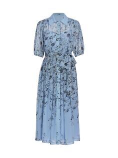 Платье-рубашка с завязками на талии и цветочным принтом Teri Jon by Rickie Freeman, синий