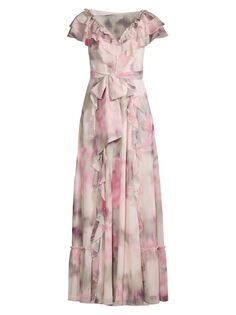 Платье макси Karenie с абстрактным цветочным принтом Ted Baker, коралловый