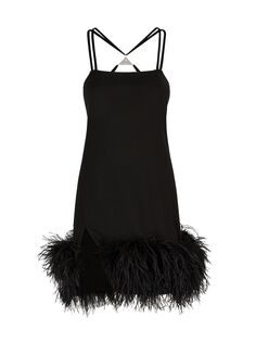 Мини-платье с перьями The Attico, черный