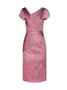 Платье асимметричного кроя с эффектом металлик розового цвета THEIA, кэмел