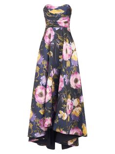 Платье-трапеция без бретелек Mirabel с цветочным принтом THEIA