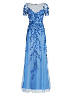 Украшенное платье Margaret THEIA, синий