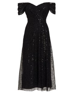 Сетчатое платье-миди с пайетками Teri Jon by Rickie Freeman, черный