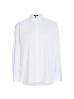 Классическая рубашка из смесового хлопка с пуговицами спереди Theory, белый