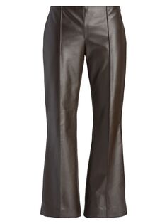 Кожаные укороченные расклешенные брюки Beck The Row, коричневый