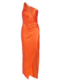 Асимметричное шелковое платье со сборками The Sei, оранжевый