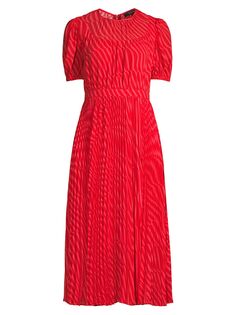 Полосатое плиссированное платье-миди Elyse Toccin, разноцветный