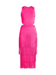 Вязаное платье-миди Jemma с бахромой Toccin, розовый