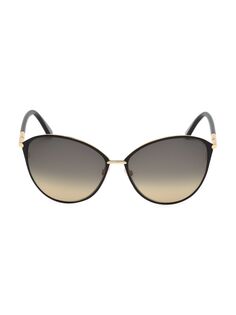 Большие круглые солнцезащитные очки Penelope 59MM с поляризованными линзами Tom Ford, черный