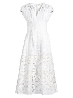 Кружевное платье миди Claire McCardell Tory Burch, белый