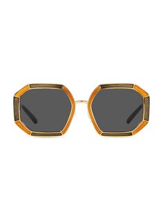 Солнцезащитные очки с геометрическим рисунком 52 мм Tory Burch, золотой