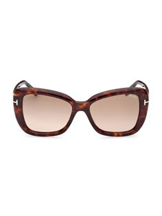 Солнцезащитные очки Maeve 55MM в форме бабочки Tom Ford, коричневый
