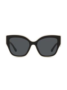 Крупногабаритные солнцезащитные очки «кошачий глаз» 54 мм Tory Burch, черный