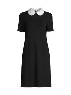 Шерстяное платье с контрастным воротником Tory Burch, черный