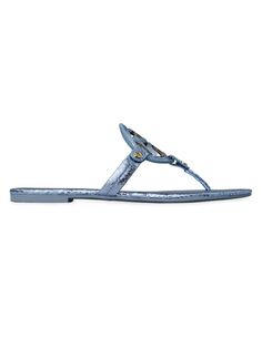 Металлизированные сандалии Miller с тиснением под крокодила Tory Burch, синий