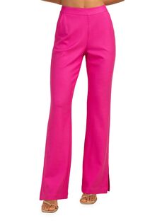 Расклешенные брюки Hush из твила с разрезом Trina Turk, розовый