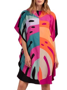 Шелковое платье-кафтан Global Trina Turk, разноцветный