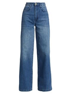 Широкие джинсы с высокой посадкой Ms. Fonda Triarchy, индиго