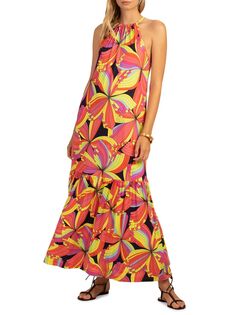 Платье макси с принтом La Concha Trina Turk, разноцветный