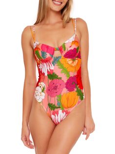 Слитный купальник Sunny с цветочным принтом и вырезами Trina Turk, разноцветный