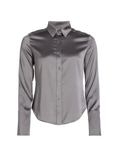 Рубашка Bessette из эластичного шелкового шармеза на пуговицах спереди TWP