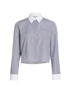 Рубашка для мальчика в тонкую полоску с контрастной отделкой TWP, белый