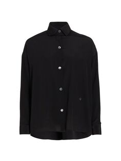 Шелковая атласная рубашка хай-лоу TWP, черный