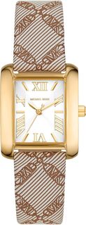 Часы наручные Michael Kors Mini Emery Gold-Tone and Empire Logo Jacquard, коричневый