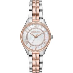 Часы наручные Michael Kors Mini Lauryn Pavé Two-Tone, серебристый/розовый