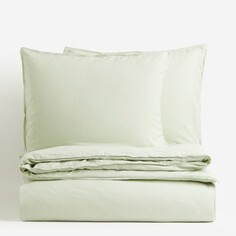 Комплект двуспального постельного белья из смесового льна H&amp;M Home King, светло-зеленый