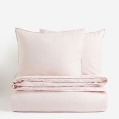 Комплект двуспального постельного белья из смесового льна H&amp;M Home King, светло-розовый