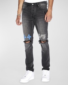 Мужские потертые джинсы с двойными прорезями до колен Ksubi