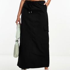 Юбка River Island Parachute Midi, черный