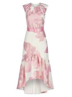 Платье миди из органзы с цветочным принтом Beatrix Kay Unger, розовый
