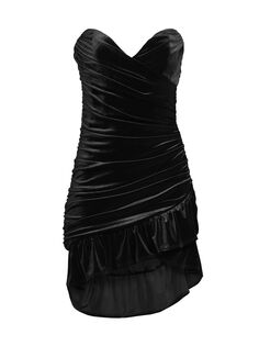 Бархатное мини-платье без бретелек с рюшами Katie May, черный