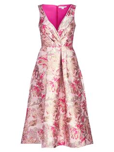 Жаккардовое платье-миди с цветочным принтом Poppy Kay Unger