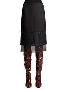 Многоярусная шелковая юбка-миди Alleta Khaite, черный