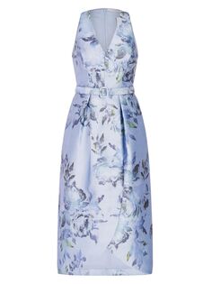 Платье миди с поясом и цветочным принтом Luz Kay Unger, синий