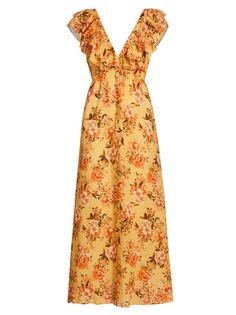 Платье макси с цветочным принтом Calypso Amelia Kivari, желтый