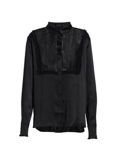 Шелковая блузка с кружевом Kiki de Montparnasse, черный Kiki De Montparnasse