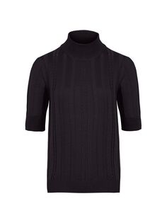 Опаловый свитер с короткими рукавами в рубчик Knitss, черный