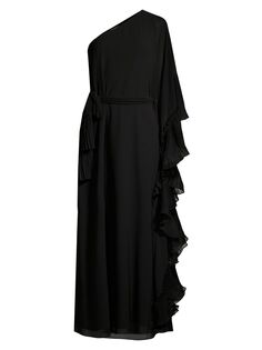 Платье макси Laura с оборками на одно плечо Ungaro, черный