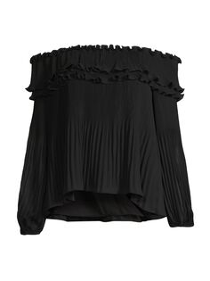 Блуза Emilia из креп-шифона со складками Ungaro, черный