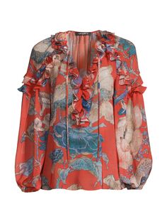 Блузка с оборками и цветочным принтом Ungaro