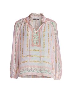 Винтажная блузка с цветочным принтом на завязках Ungaro