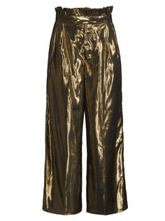 Шелковые золотистые брюки Paperbag Undra Celeste, золотой