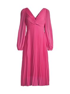 Плиссированное платье миди из креп-шифона Kelsie Ungaro, розовый