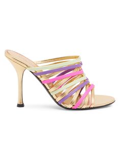 Разноцветные кожаные сандалии на шпильке Valentino Garavani, разноцветный