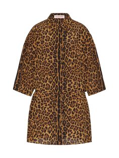 Блузон из крепдешина Animalier Valentino, животный принт